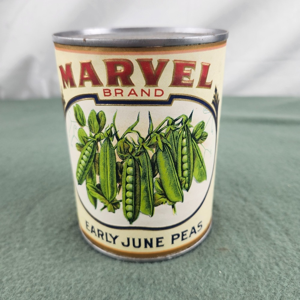 VINTAGE Marvel Brand EARLY JUNE PEAS CAN EMPTY Danville IL